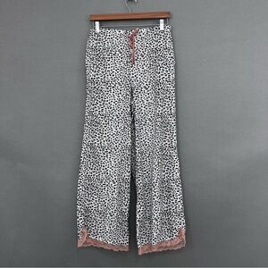 Victoria’s Secret Black Animal Print Gold Dot Lace Hem Pajama Pants